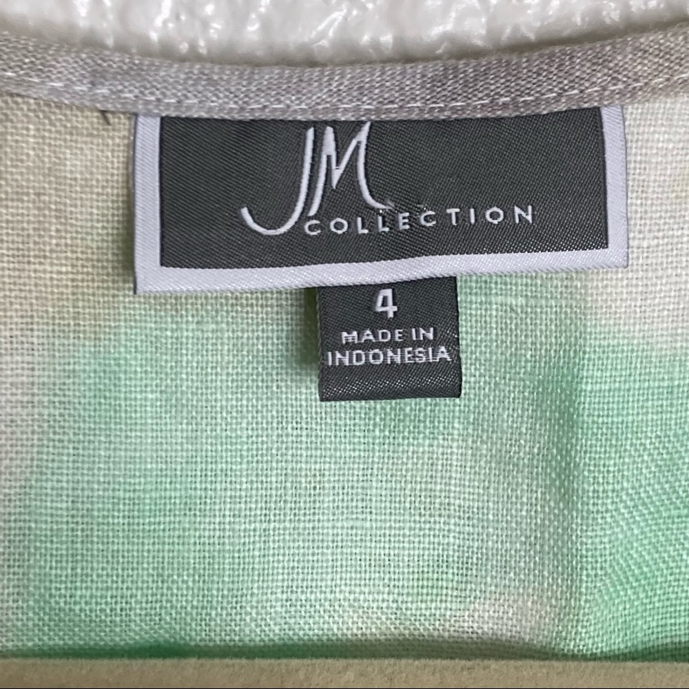 Jm Collection Linen Abstract Print Button Down Sh… - image 7